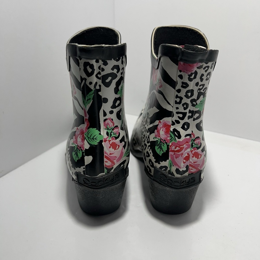 Corkys Leopard Floral Rain Boots Women's Western Cowboy Booties Waterproof Sz 9 - Picture 5 of 8